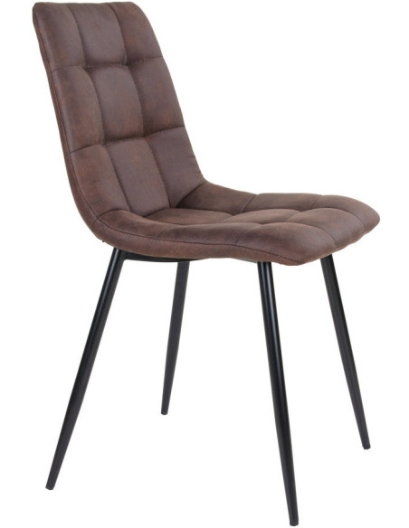 Chaise moderne matelassée Microfibre Marron foncé Métal Noir Middelfart (Lot de 2) 