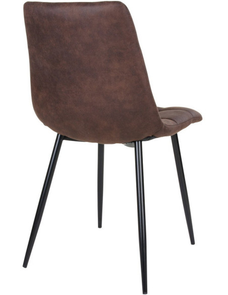 Chaise moderne matelassée Microfibre Marron foncé Métal Noir Middelfart (Lot de 2) 