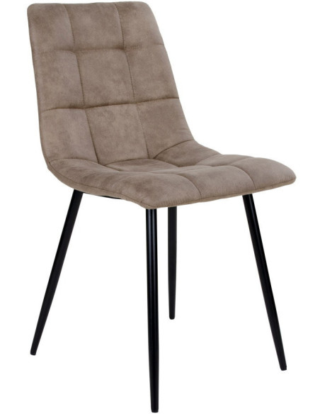 Chaise moderne matelassée Microfibre Marron clair Métal Noir Middelfart (Lot de 2) 