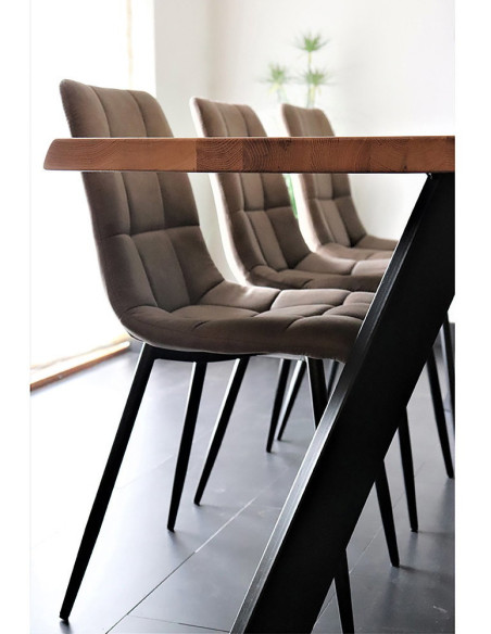 Chaise moderne matelassée Microfibre Marron clair Métal Noir Middelfart (Lot de 2) 