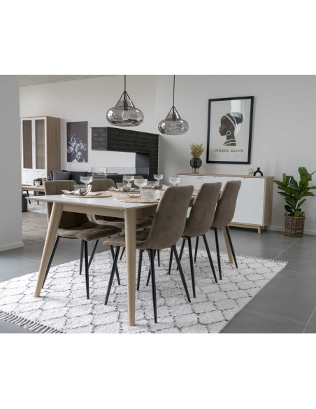 Chaise moderne matelassée Microfibre Marron clair Métal Noir Middelfart (Lot de 2) 