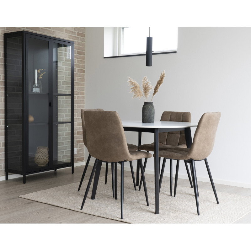 Chaise moderne matelassée Microfibre Marron clair Métal Noir Middelfart (Lot de 2) 