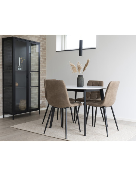 Chaise moderne matelassée Microfibre Marron clair Métal Noir Middelfart (Lot de 2) 