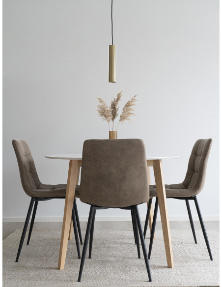 Chaise moderne matelassée Microfibre Marron clair Métal Noir Middelfart (Lot de 2) 