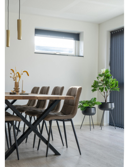 Chaise moderne matelassée Microfibre Marron clair Métal Noir Middelfart (Lot de 2) 