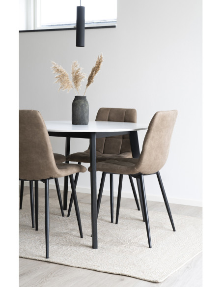 Chaise moderne matelassée Microfibre Marron clair Métal Noir Middelfart (Lot de 2) 