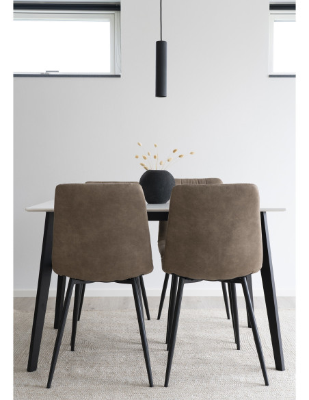 Chaise moderne matelassée Microfibre Marron clair Métal Noir Middelfart (Lot de 2) 