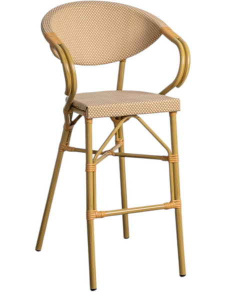 Tabouret de jardin aluminium textilène beige H111 cm Ameyra Lot de 2