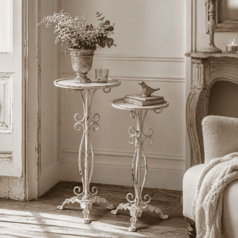 Sellette haute métal crème lot de 2...