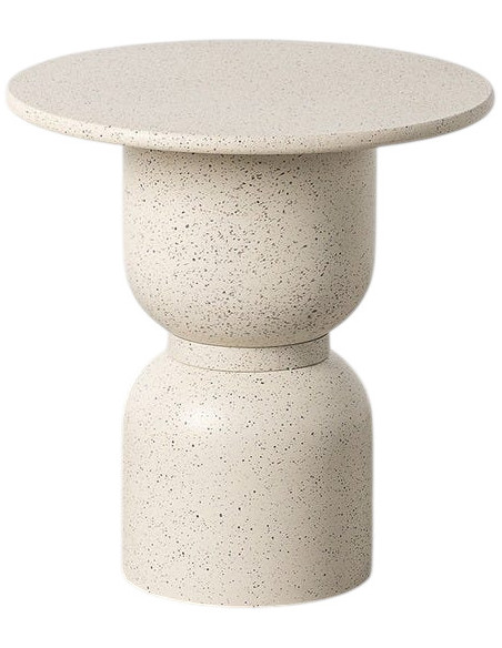 Table d'appoint ronde blanche effet terrazzo MDF et métal Ø50 x H51,5 cm Nalda