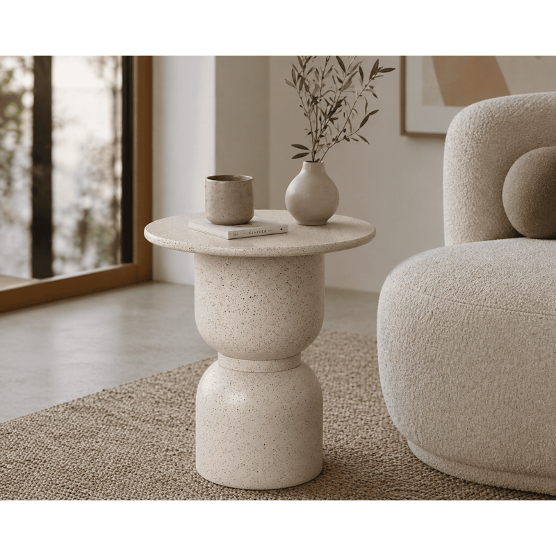 Table d'appoint ronde blanche effet...