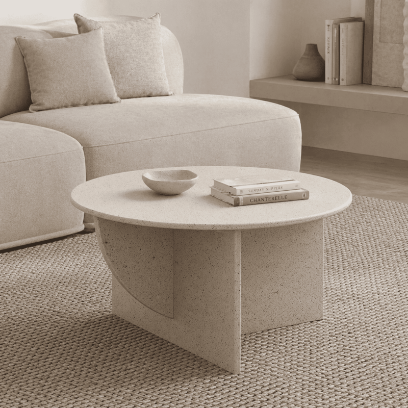 Table basse ronde blanche effet...