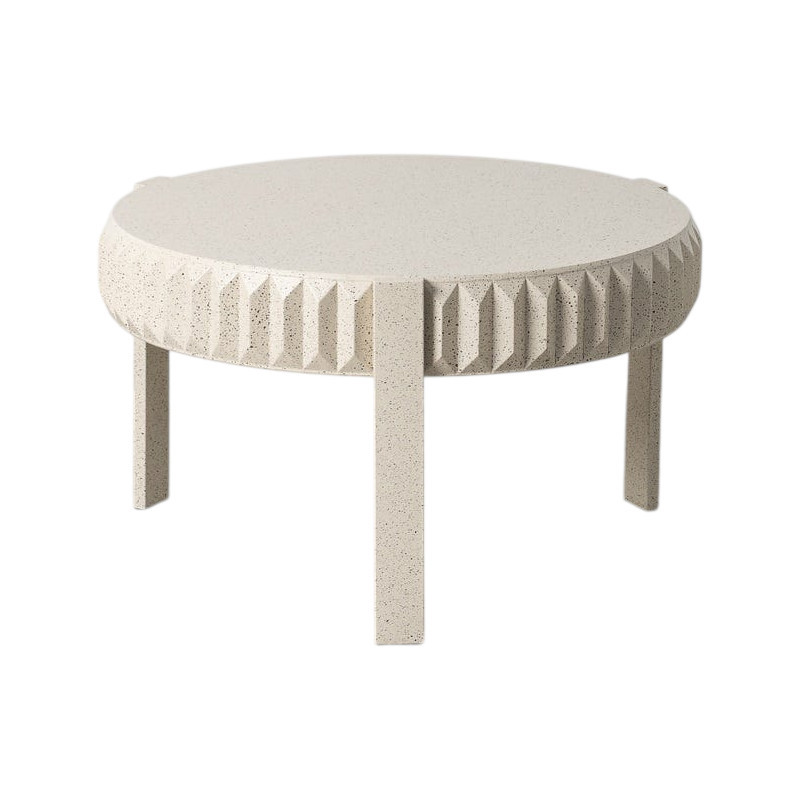 Table basse ronde blanche métal effet...