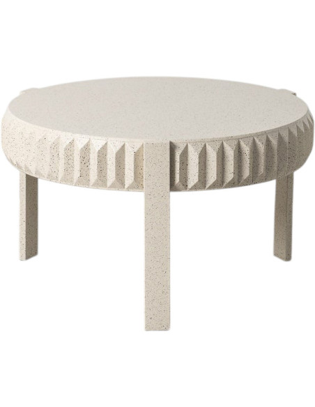 Table basse ronde blanche métal effet terrazzo Ø79 x H45 cm Piqueras