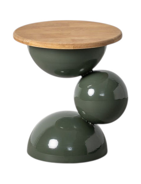Table d'appoint ronde bois d'hévéa et métal vert Ø41 x...
