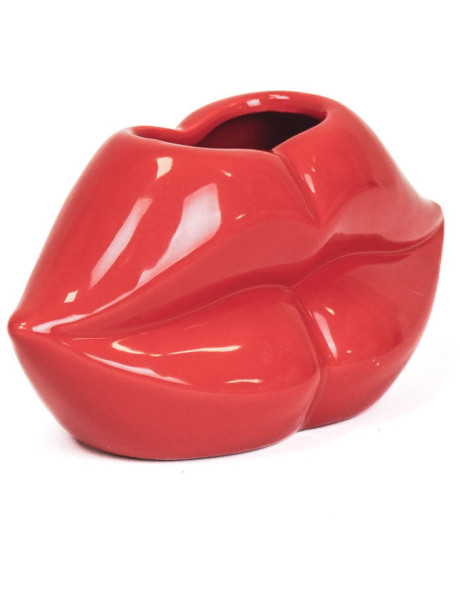 Vase lèvres rouge céramique 15,5 x 6,5 x 7,5 cm Lip