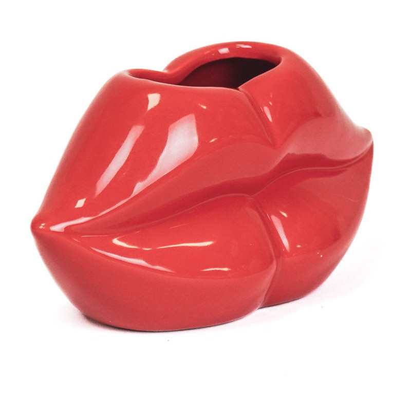 Vase lèvres rouge céramique 15,5 x...