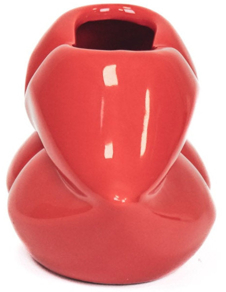 Vase lèvres rouge céramique 15,5 x 6,5 x 7,5 cm Lip
