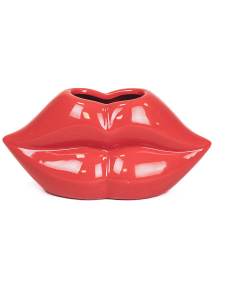 Vase lèvres rouge céramique 15,5 x 6,5 x 7,5 cm Lip