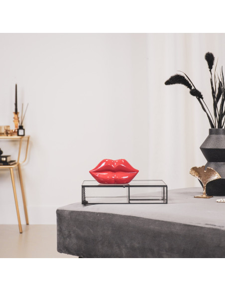 Vase lèvres rouge céramique 15,5 x 6,5 x 7,5 cm Lip