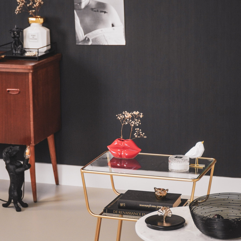 Vase lèvres rouge céramique 15,5 x...