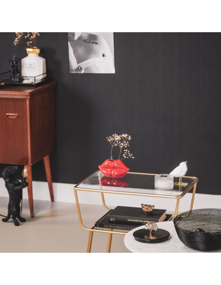 Vase lèvres rouge céramique 15,5 x 6,5 x 7,5 cm Lip