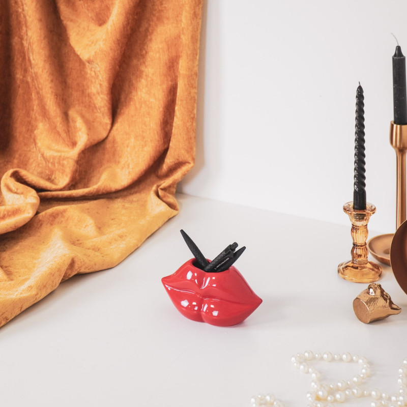 Vase lèvres rouge céramique 15,5 x...