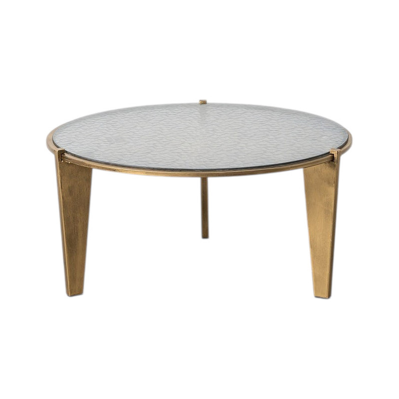Table basse ronde verre trempé et...