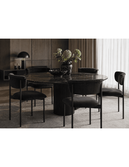 Chaise velours noir pieds métal noir 52 x 53 x 78 cm Mareo