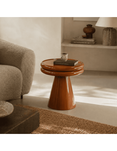 Table d'appoint ronde terracotta métal Ø52,5 x H56 cm Oronz