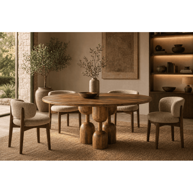Table à manger ronde 120 cm bois de...