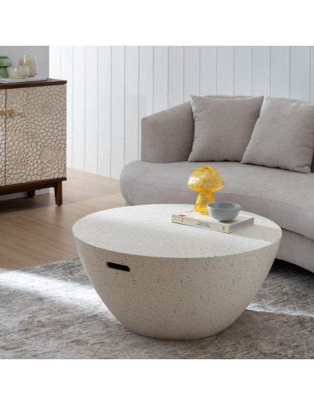 Table basse ronde fibre de magnésium blanc 90 x 90 x 40 cm Fraga