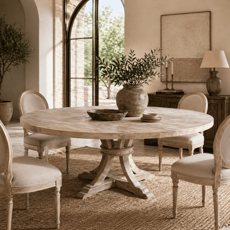 Table à manger ronde 150 cm bois de...
