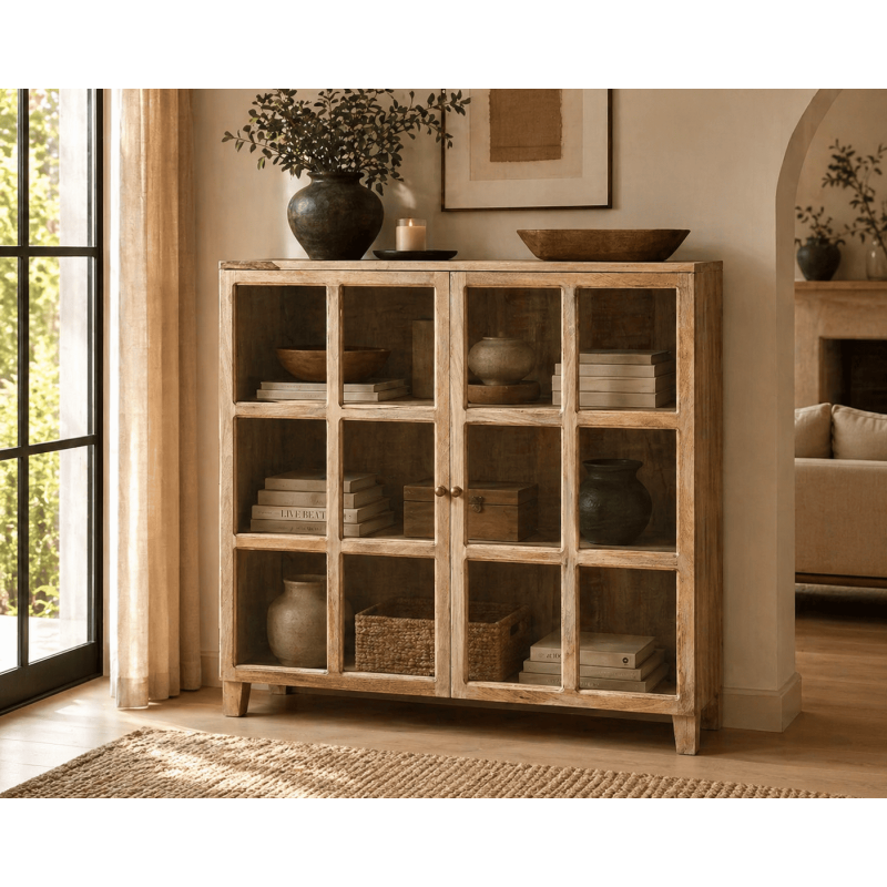 Vitrine bois de manguier naturel...