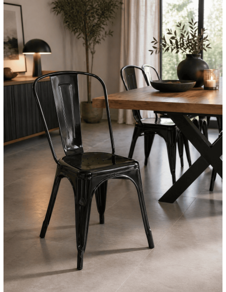 Chaise empilable métal noir H89 x L44 x P48 cm Loetitia