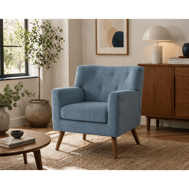 Fauteuil lounge bleu en velours...