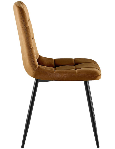 Chaise salle à manger velours brun H84 x L45 x P55 cm Delphine