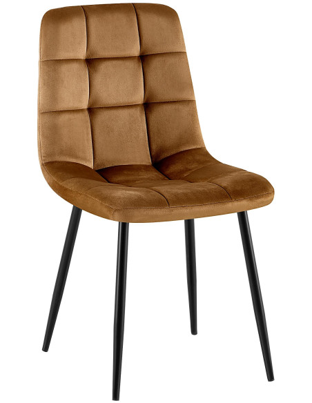 Chaise salle à manger velours brun H84 x L45 x P55 cm Delphine