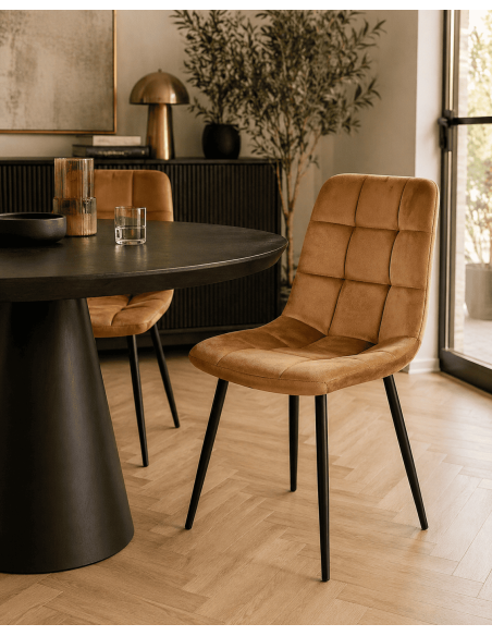 Chaise salle à manger velours brun H84 x L45 x P55 cm Delphine