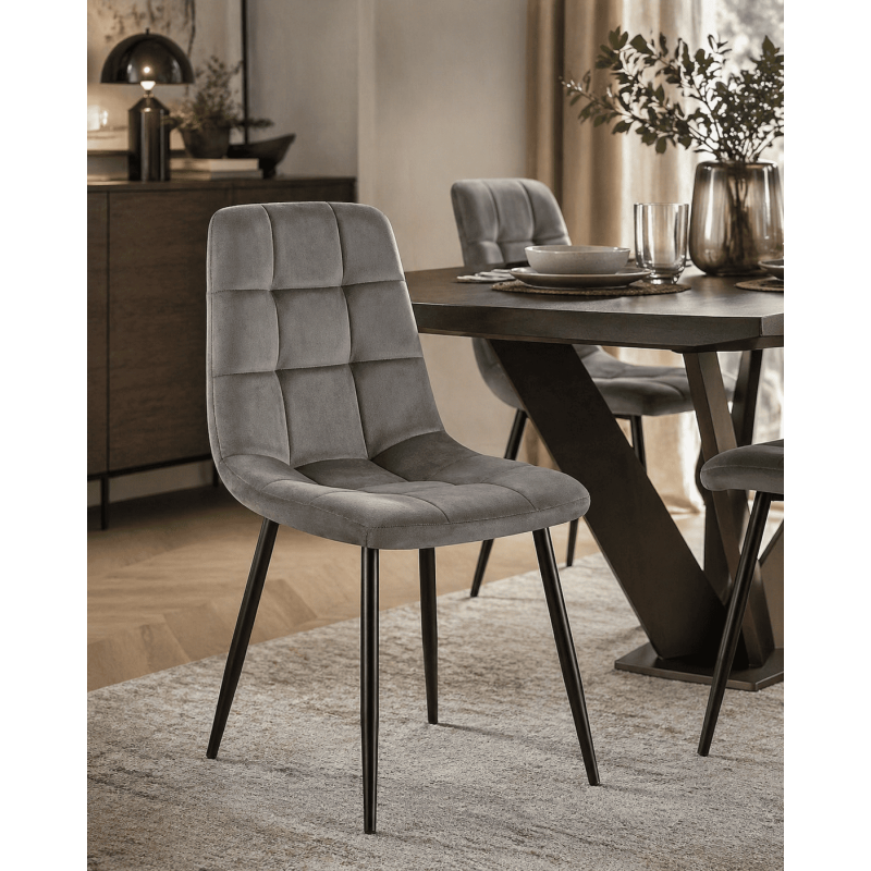 Chaise salle à manger velours gris...