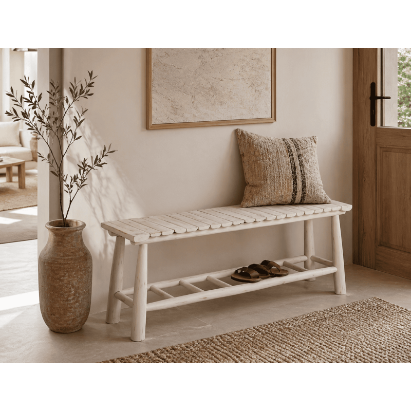 Banc en bois de teck blanchi 120 x 30...