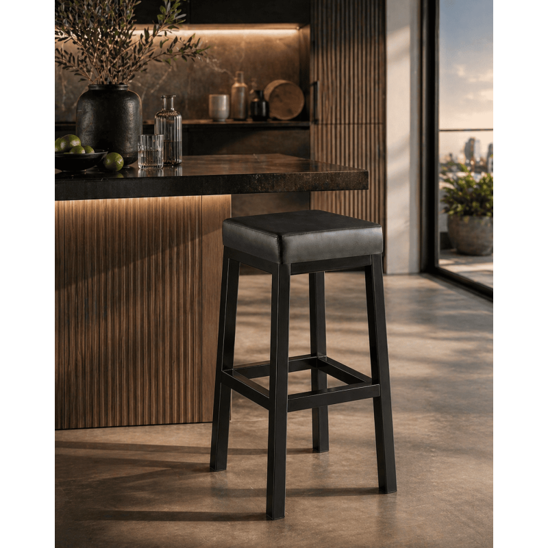 Tabouret de bar métal noir et...