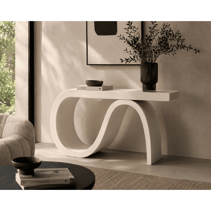 Console design MDF blanc 115 x 37,5 x...