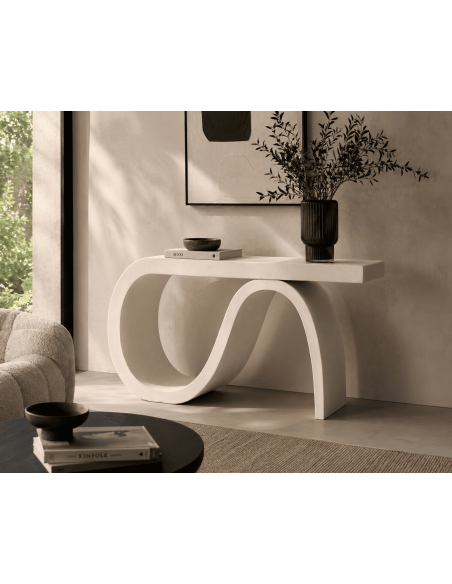 Console design MDF blanc 115 x 37,5 x H80 cm Wilma