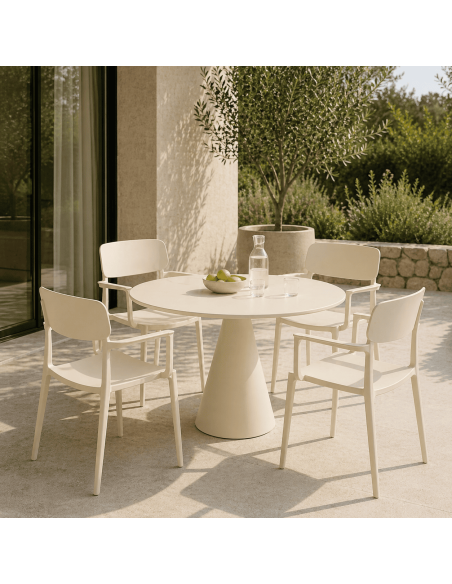 Chaise de jardin empilable polypropylène crème 51,5 x 51 x H80 cm lot de 4 Bahiana