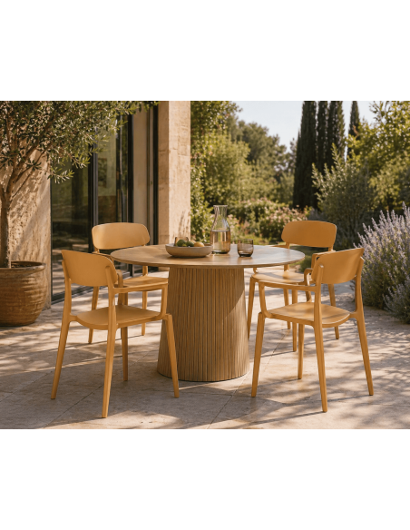 Chaise de jardin empilable polypropylène ocre 51,5 x 51 x H80 cm lot de 4 Bahiana