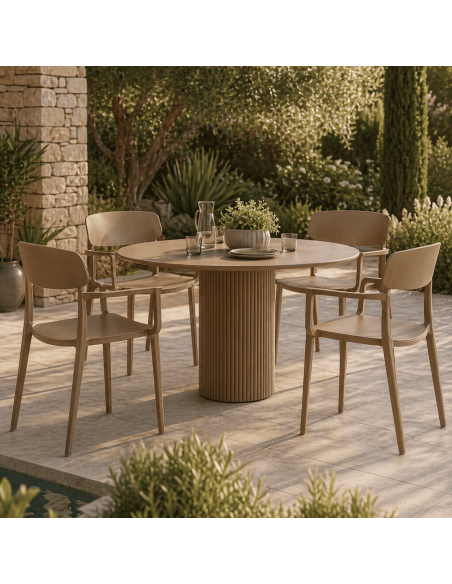 Chaise de jardin empilable polypropylène brun chocolat 51,5 x 51 x H80 cm lot de 4 Bahiana