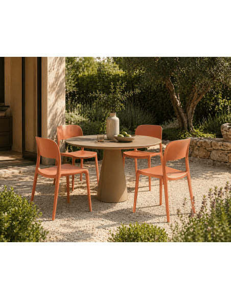 Chaise de jardin empilable polypropylène terracotta 58 x 41 x H82 cm lot de 4 Montelia