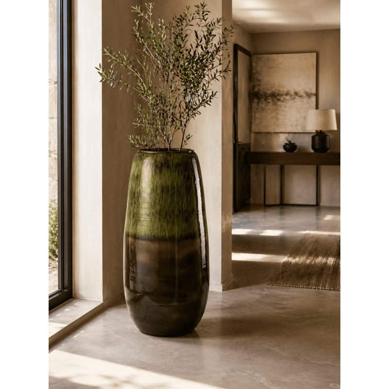 Vase XXL sol ovale céramique vert...