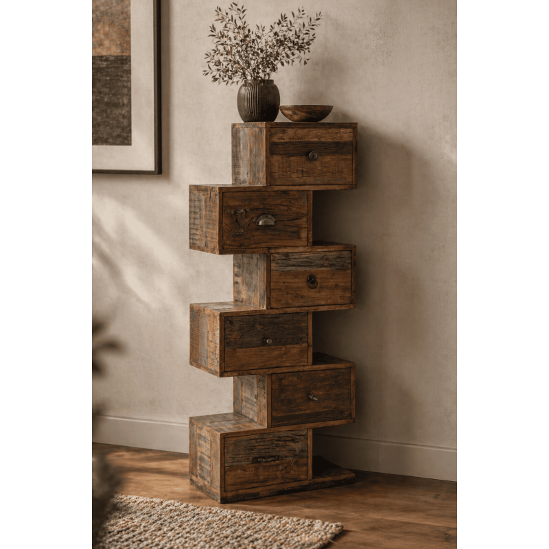 Commode colonne bois recyclé naturel...